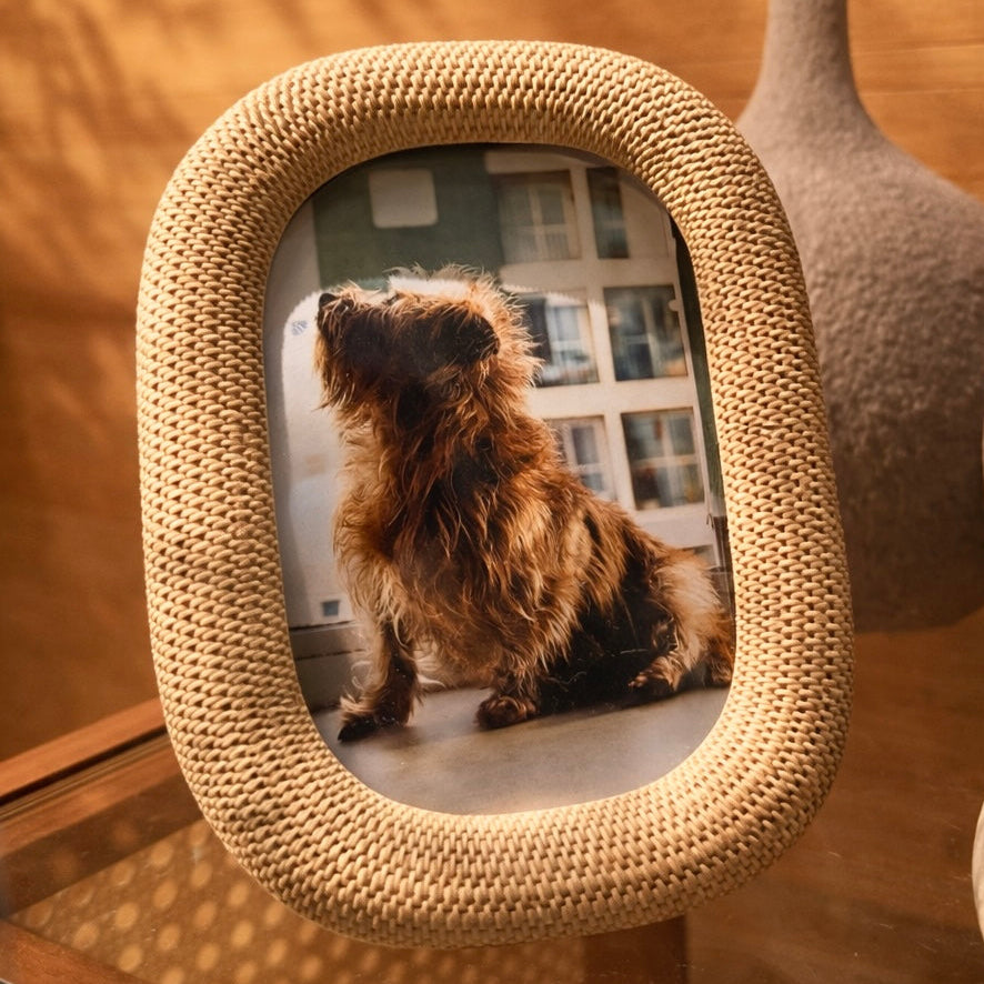 Porta-retrato Tramas com textura de trama natural na decoração de ambiente - Il Nido