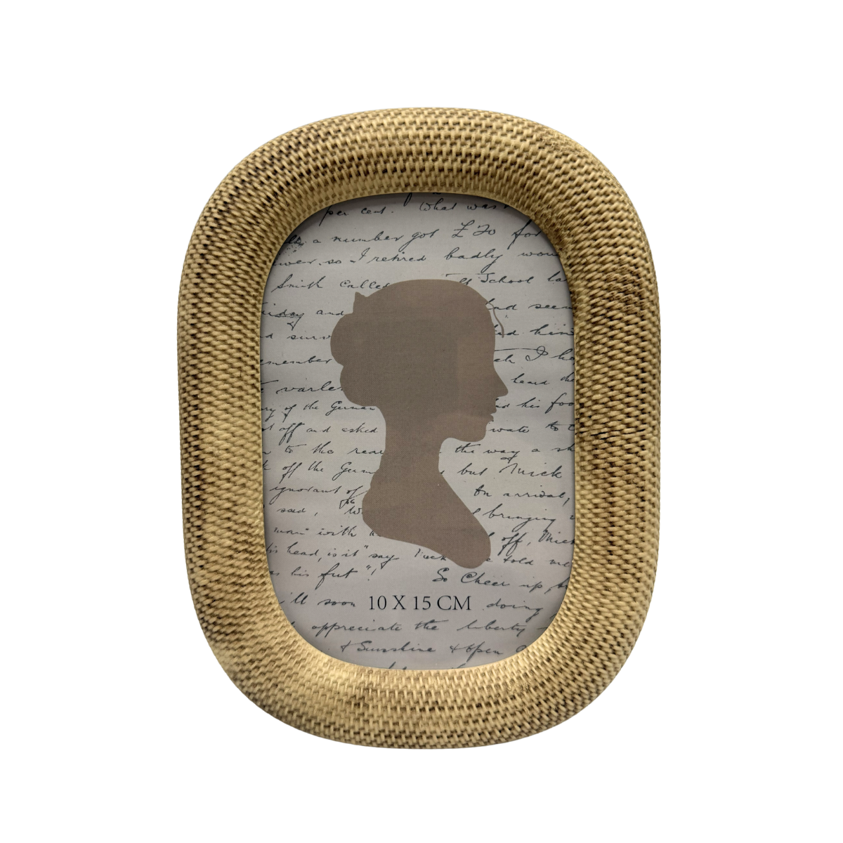 Porta-retrato Tramas para foto 10x15cm em poliresina bege com textura de trama natural - Il Nido