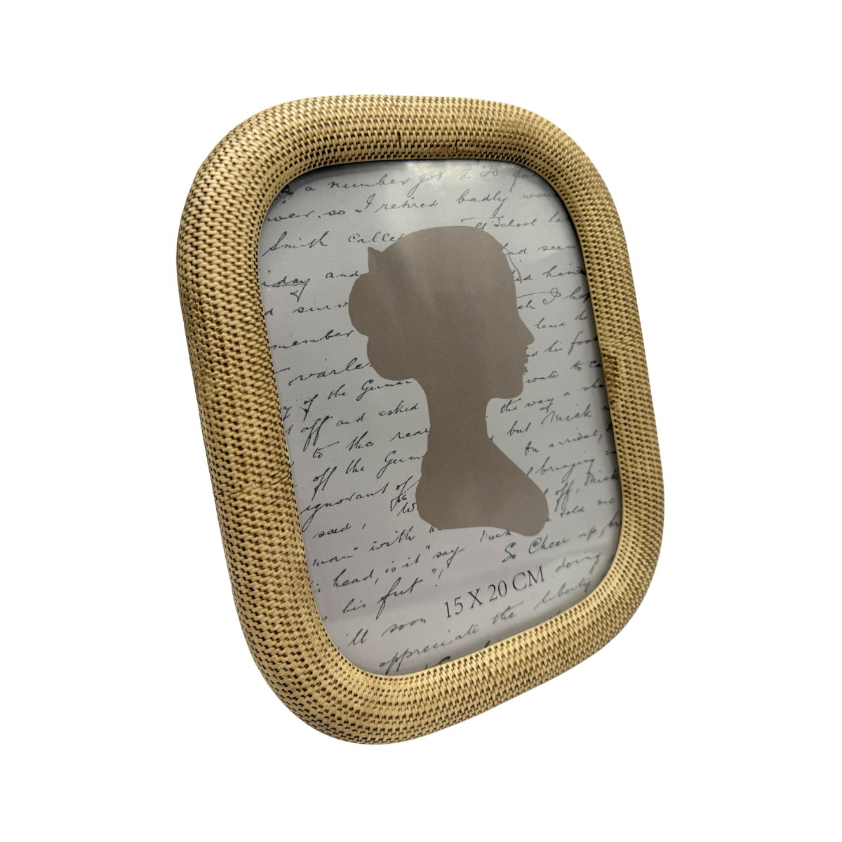 Porta-retrato Tramas em poliresina bege com textura de trama em vista detalhada - Il Nido