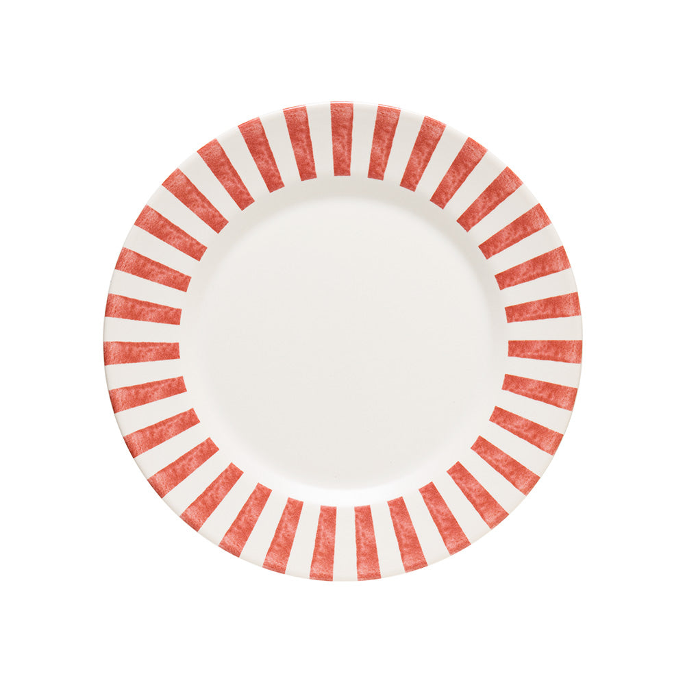 prato raso de ceramica stripes vermelho 29cm - Il Nido