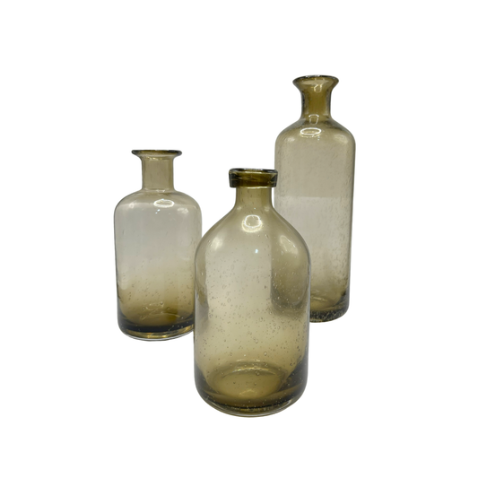 Conjunto de vasos em vidro Fumê 3 peças