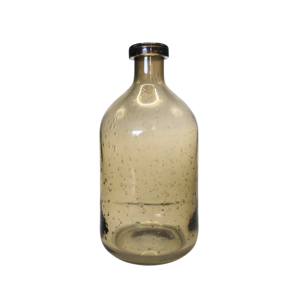 Vaso Fumê em vidro pintado marrom fumê estilo garrafa - 20x9,5cm - Il Nido