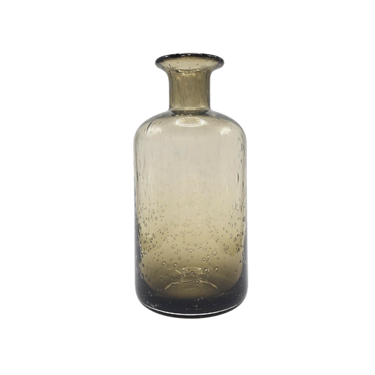 Vaso Fumê em vidro pintado marrom fumê estilo garrafa - 21x10cm - Il Nido