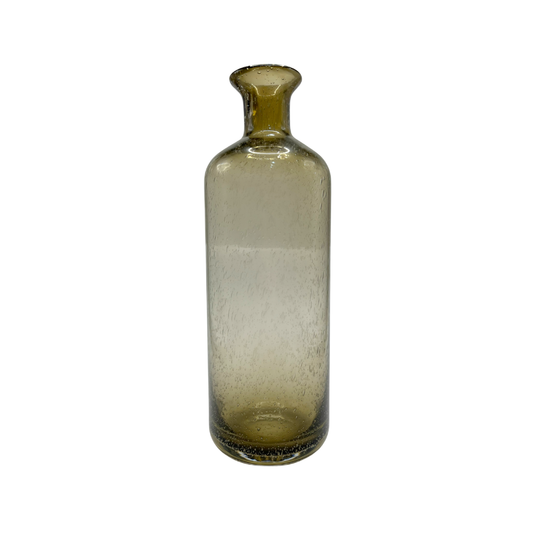 Vaso Fumê em vidro pintado marrom fumê estilo garrafa - 30x10cm - Il Nido