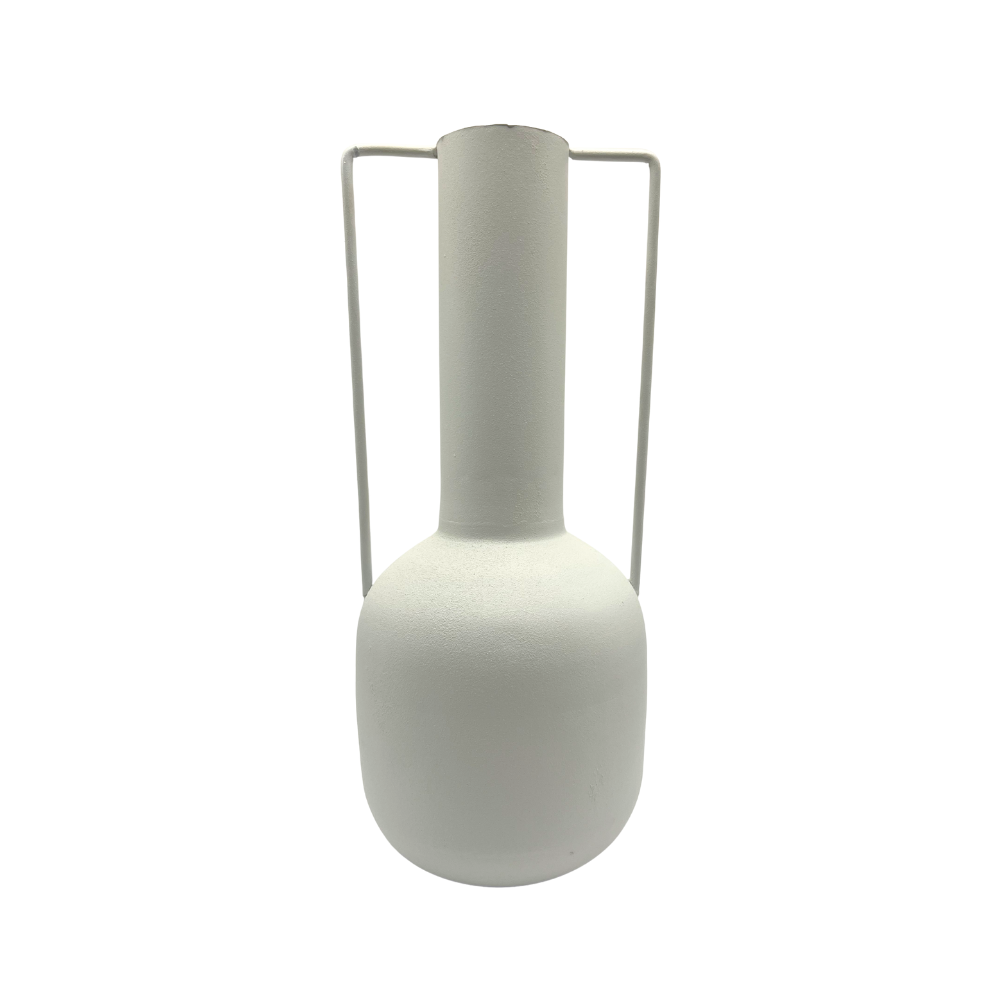 Vaso Iron em ferro pintado bege claro com alças - 36x15cm - Il Nido