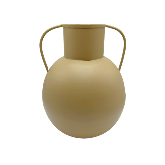 Vaso Iron em ferro pintado bege escuro com alças - 25,5x20cm - Il Nido