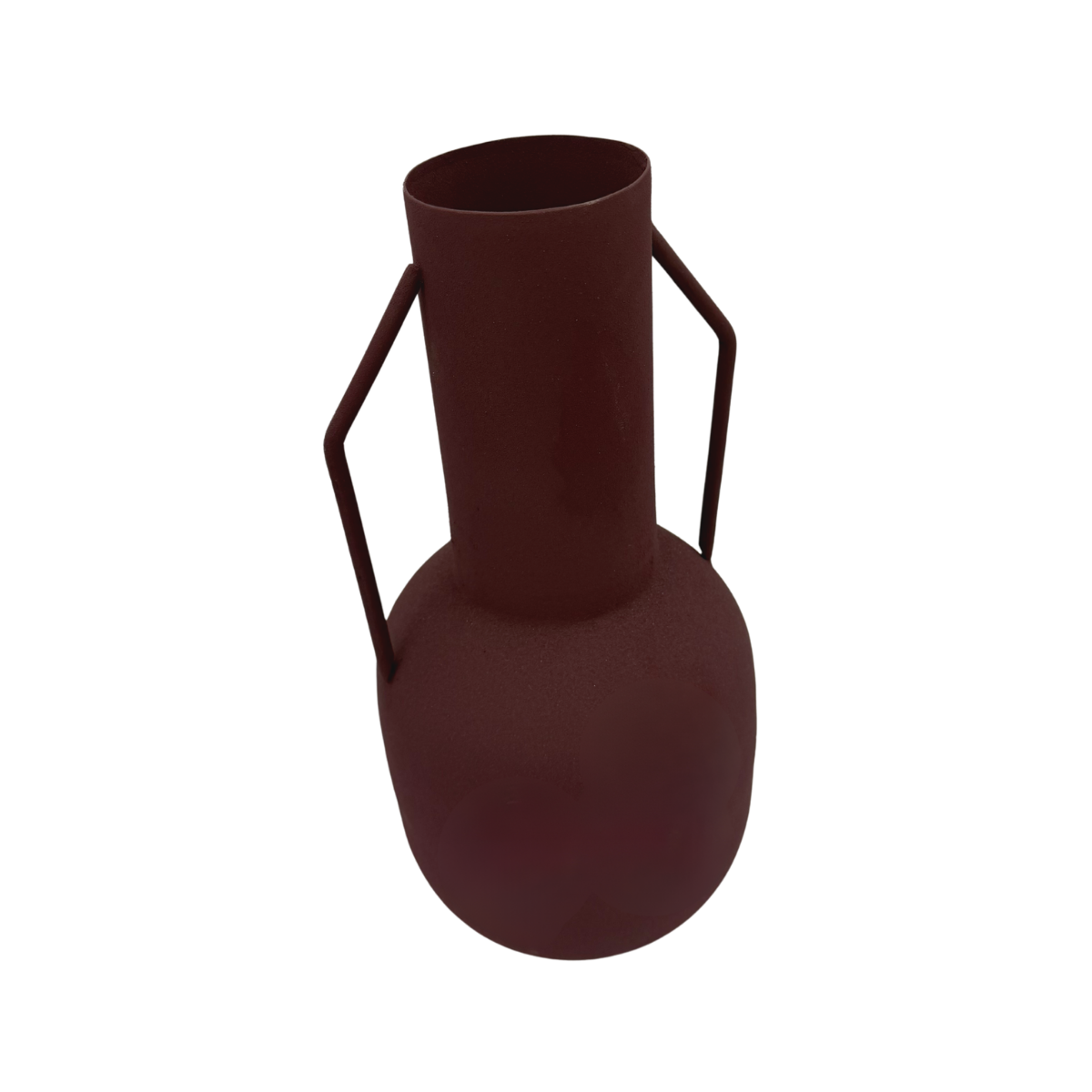 Vaso Iron em ferro pintado bordô com alça em vista detalhada - Il Nido