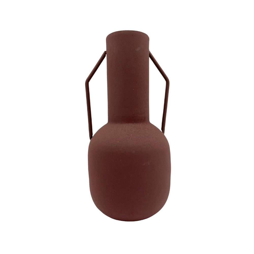 Vaso Iron em ferro pintado bordô com alça - 25,5x13cm - Il Nido