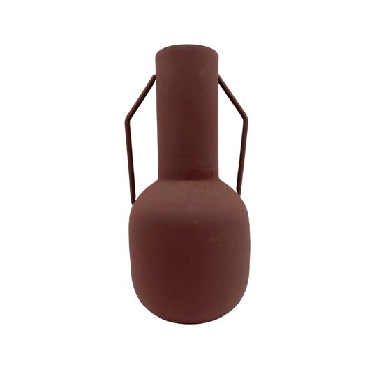Vaso Iron em ferro pintado bordô com alça - 25,5x13cm - Il Nido