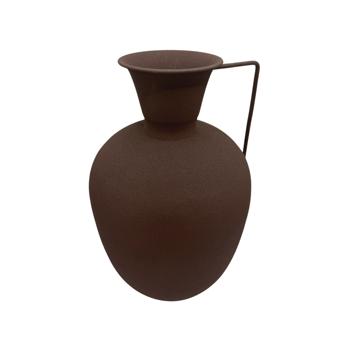 Vaso Iron em ferro pintado marrom escuro com alça em vista detalhada - Il Nido