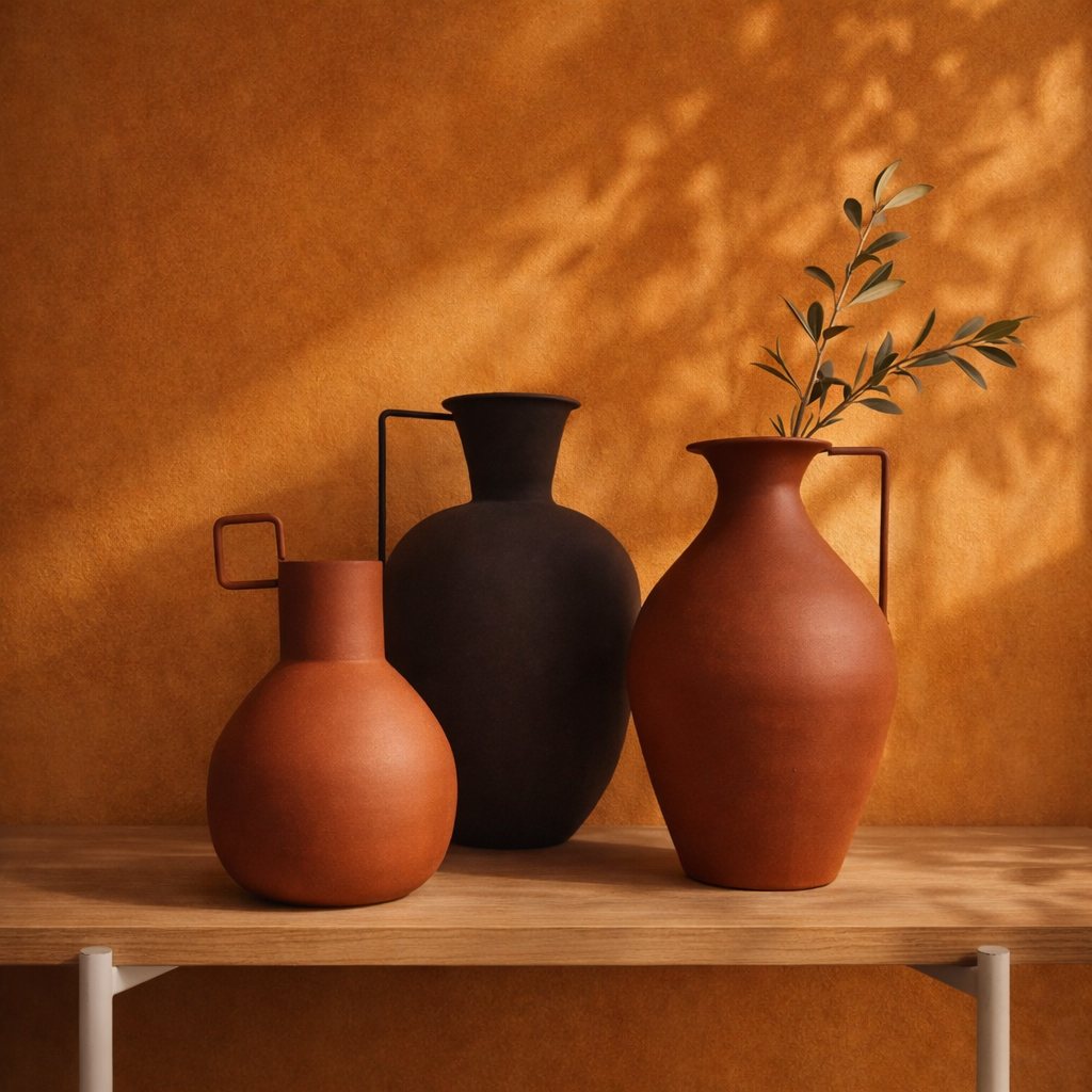 Vaso Iron em ferro pintado marrom escuro na decoração de ambiente - Il Nido