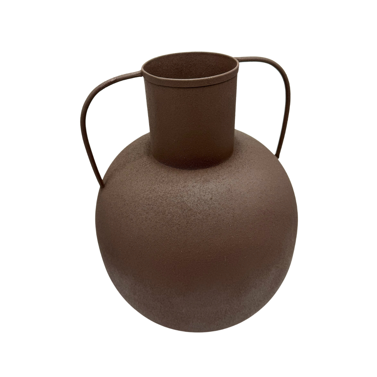 Vaso Iron em ferro pintado marrom com alças em vista detalhada - Il Nido