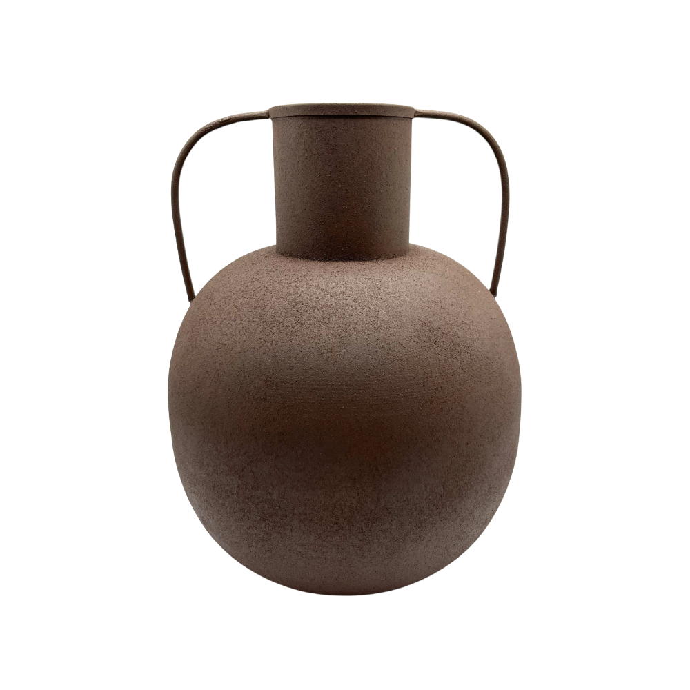 Vaso Iron em ferro pintado marrom com alças - 36x25,5cm - Il Nido