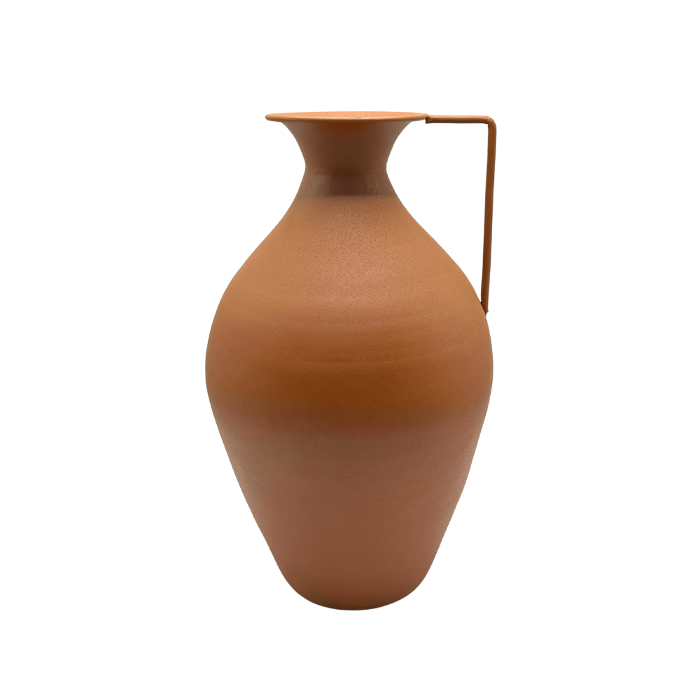 Vaso Iron em ferro pintado terracota com alça - 36x20cm - Il Nido